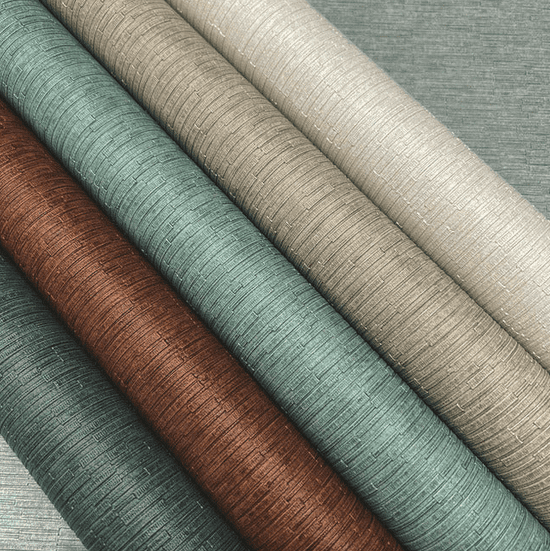 Textured wallpaper samples in various colors.