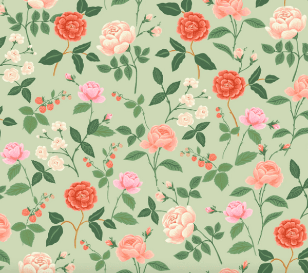 Pastel roses and berries pattern.