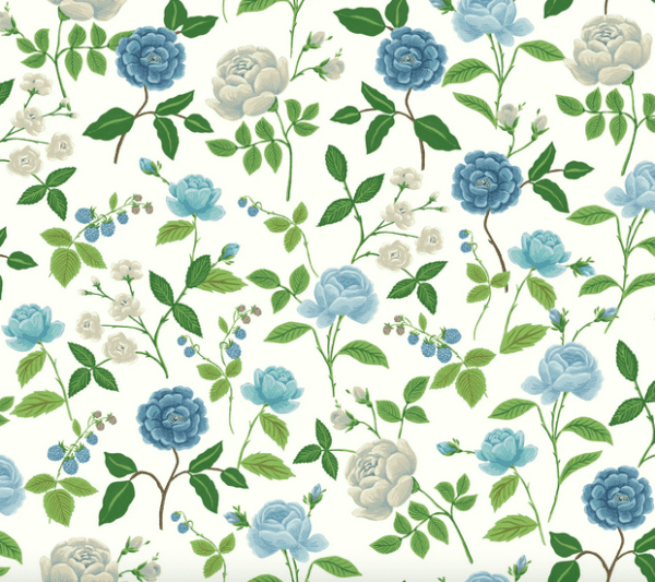 Blue and white floral pattern.