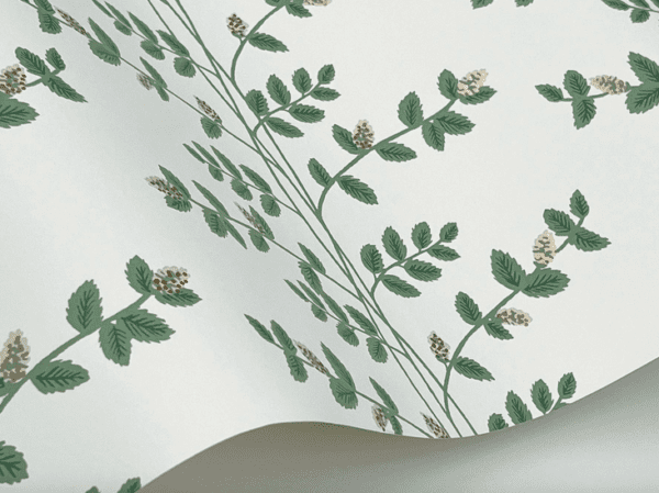 Green floral wallpaper pattern.