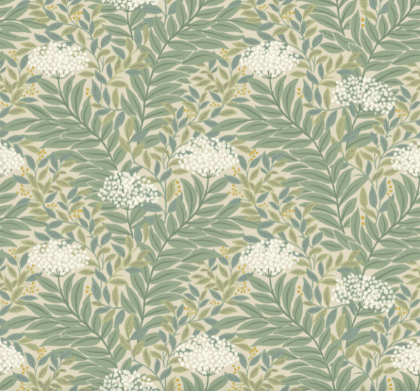 Green floral wallpaper pattern.