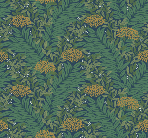 Green and gold floral leaf pattern.