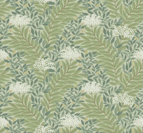 Sage green floral wallpaper pattern.