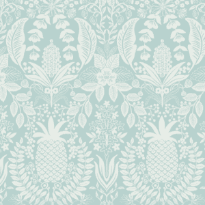 Floral pineapple damask pattern teal.