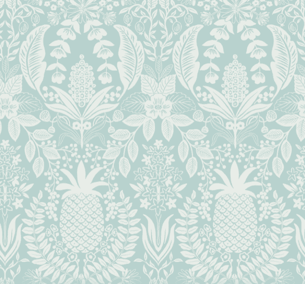 Floral pineapple damask pattern teal.