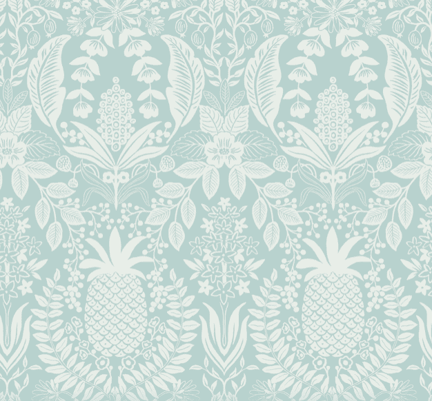 Floral pineapple damask pattern teal.