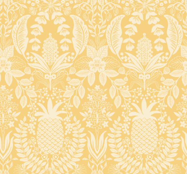 Yellow floral pineapple pattern fabric.