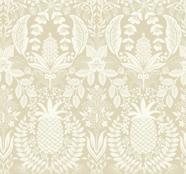 Beige floral pineapple pattern wallpaper.