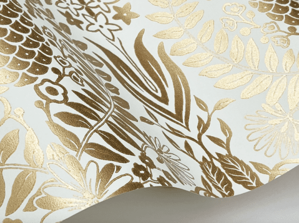 Gold floral wallpaper design.