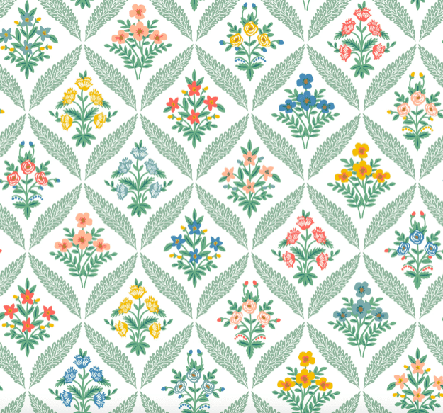 Floral diamond pattern wallpaper design.