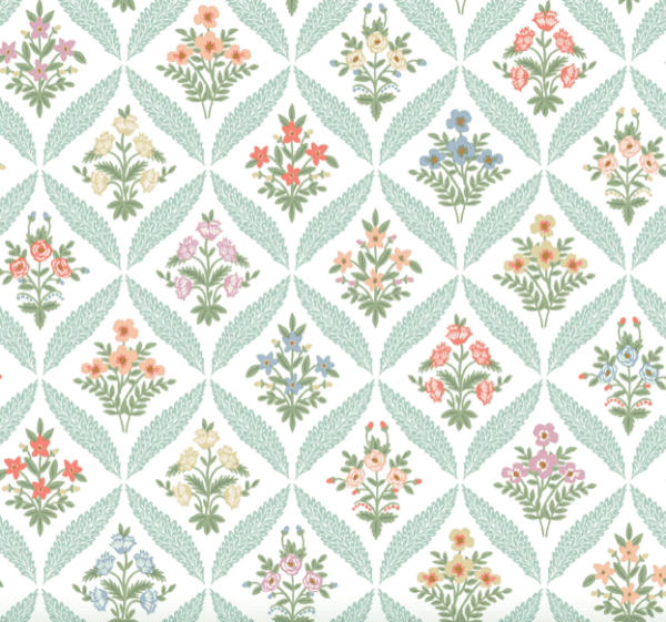 Floral diamond pattern wallpaper.