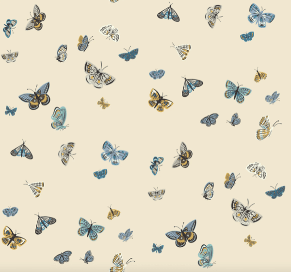 Butterflies pattern, beige background.