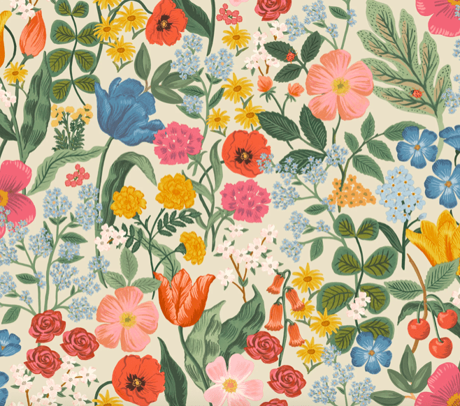 Colorful floral pattern, blooming flowers.