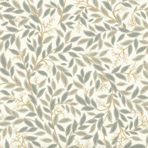 Seamless pattern of grey and gold leaves.