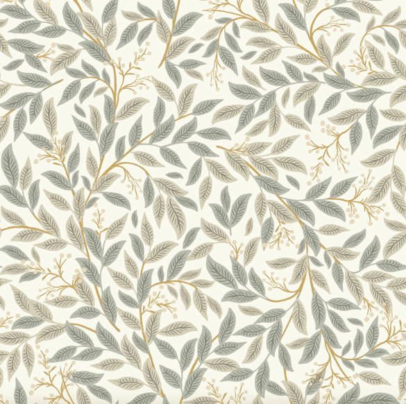 Seamless pattern of grey and gold leaves.