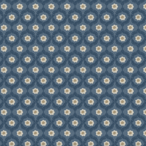Here's an alt tag for the image: Floral repeat pattern, blue background.