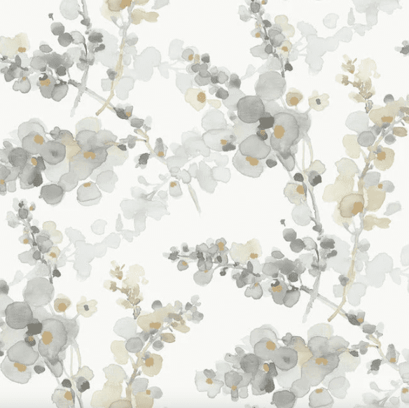 Grey and beige watercolor floral pattern.