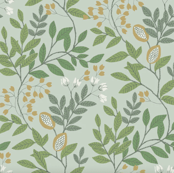 Green floral wallpaper pattern design.