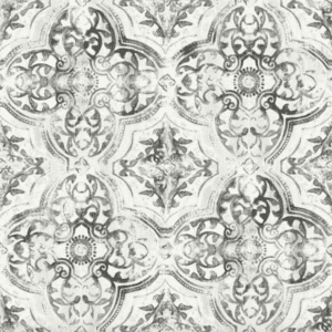 Ornate grey and white tile pattern.