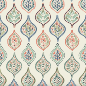 Floral teardrop pattern fabric design.