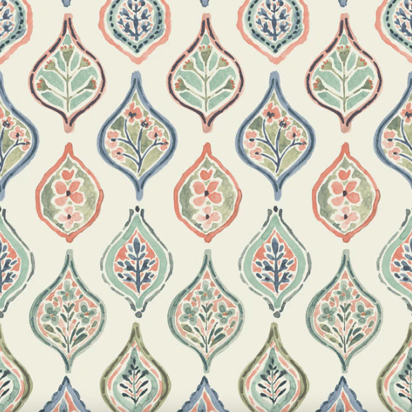 Floral teardrop pattern fabric design.