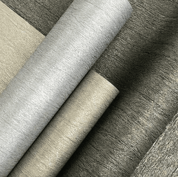 Textured metallic wallpaper samples.