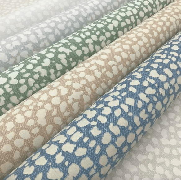 Fabric swatches, Dalmatian spot pattern.