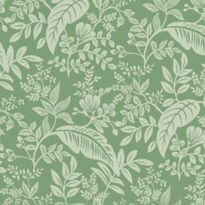 Sage green floral leaf pattern.