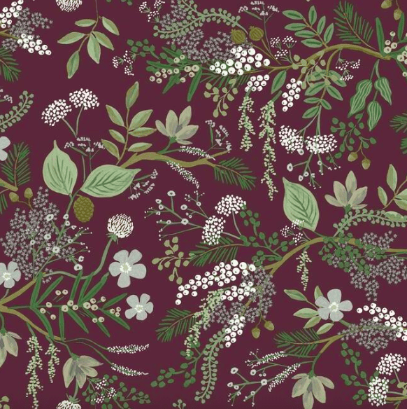 Floral burgundy fabric pattern design.