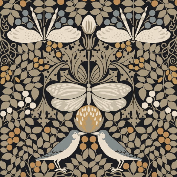 Art Nouveau floral and bird print.