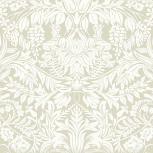 White floral damask pattern wallpaper.