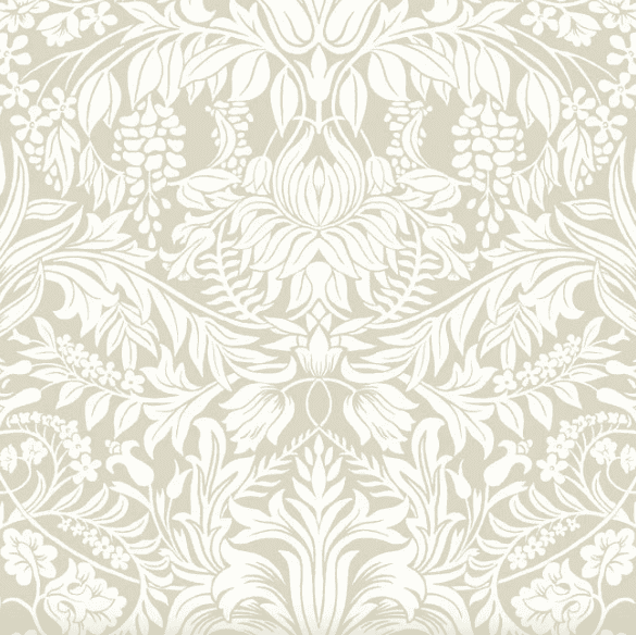 White floral damask pattern wallpaper.