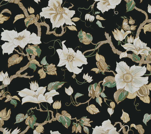 Elegant floral pattern, dark background.