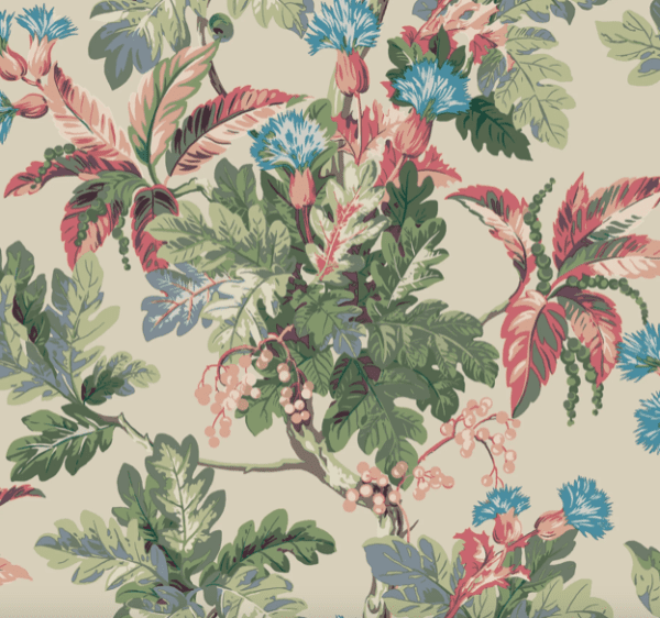 Floral leaf and thistle print fabric.