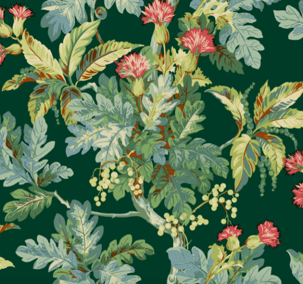 Floral green leaf fabric pattern.