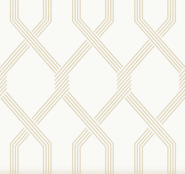 Beige geometric lattice wallpaper pattern.