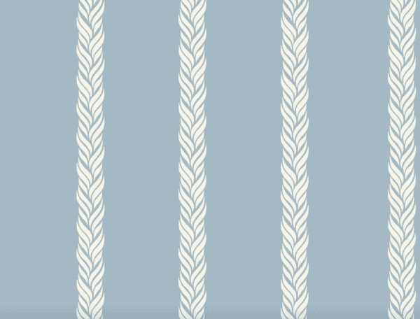 Here's an alt tag for the image: Cream vertical braid pattern on blue.