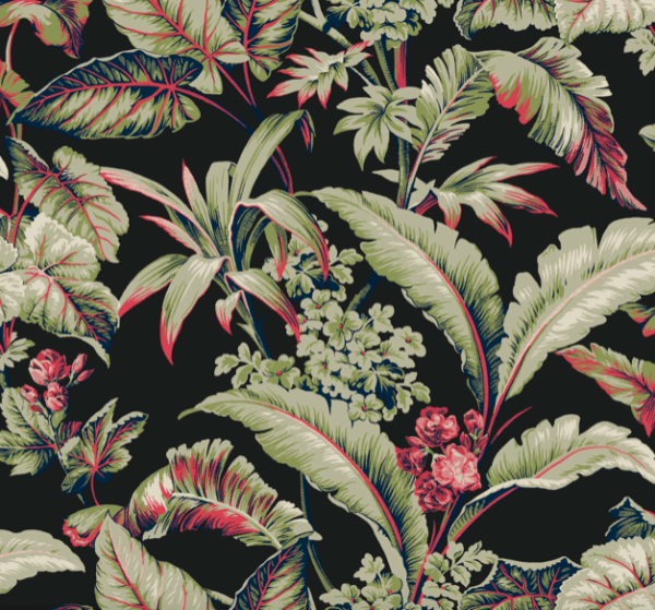 Dark floral tropical leaf pattern.