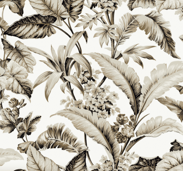 Sepia tropical floral leaf pattern.