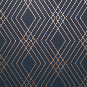 Navy blue wallpaper with rose gold lines.