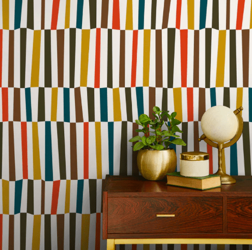 Mid-century modern geometric wallpaper design.