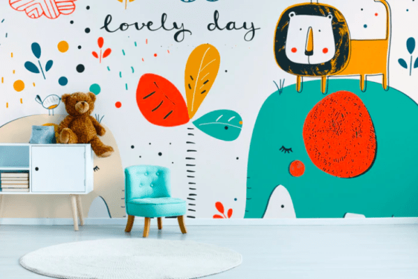 Cute animals and lovely day mural.