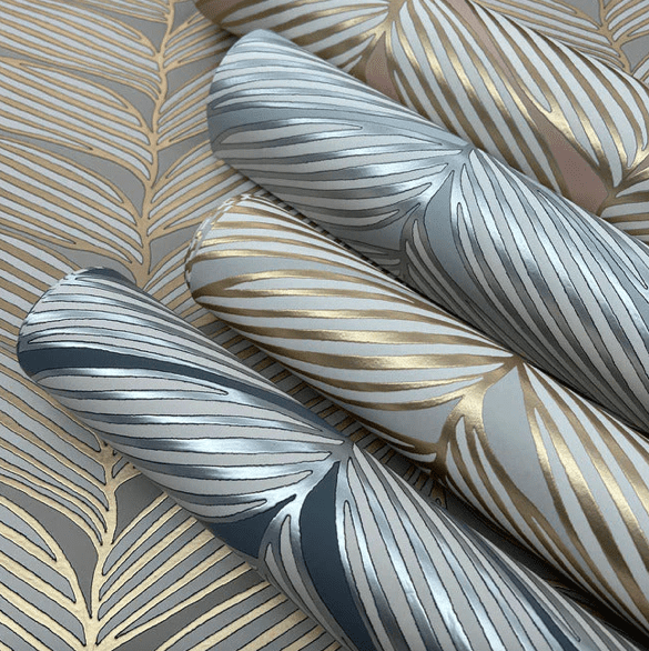 Gold and silver leaf wallpaper rolls