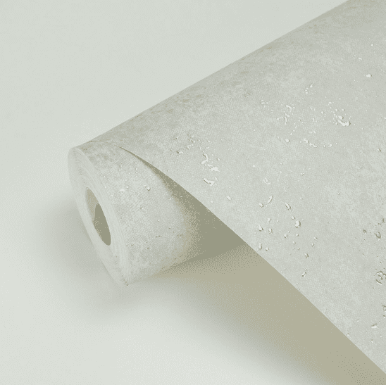 Rolled light grey textured wallpaper.