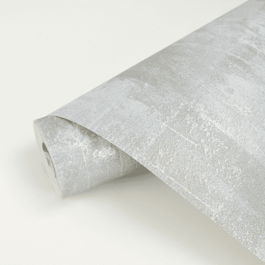 Grey concrete textured wallpaper roll.