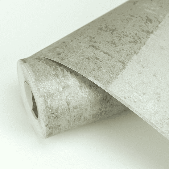 Rolled grey concrete effect wallpaper.