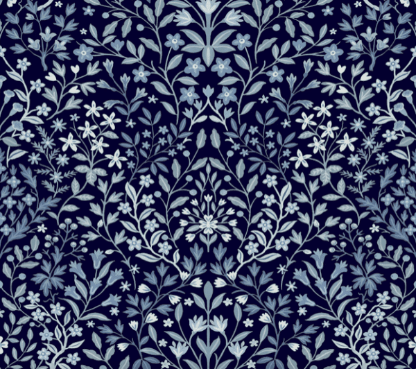 Blue floral pattern, seamless design.