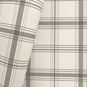 Off-white and gray plaid fabric.