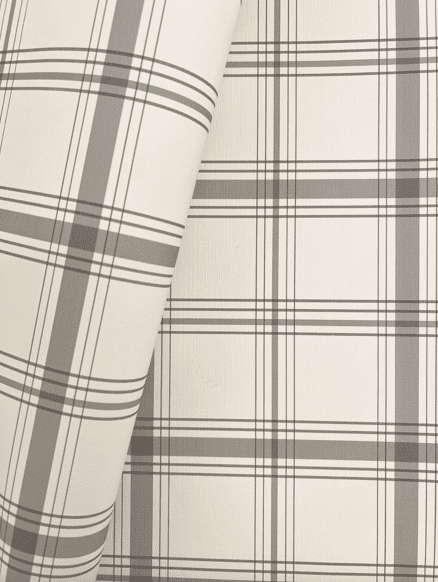 Off-white and gray plaid fabric.