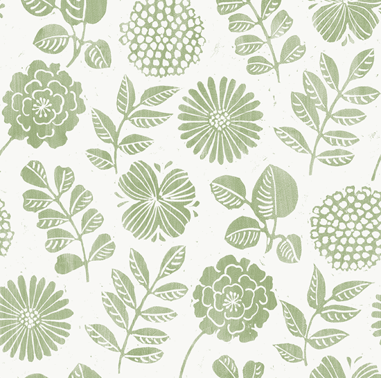 Sage green floral pattern background.